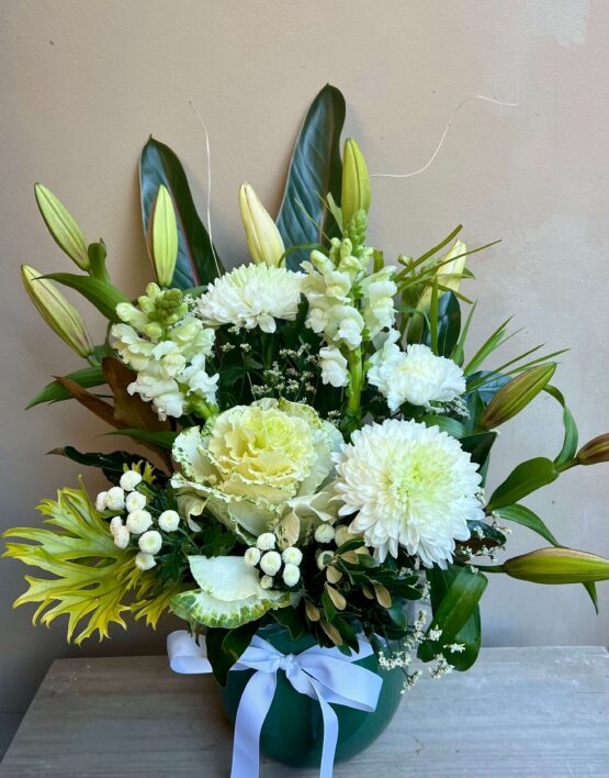 Crisp White Ceramic Arrangement - medium