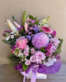 Pretty Garden Box in mauves, purple, pink and whites