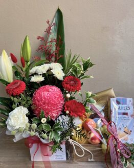 Christmas HAMPER & Flower Arrangement - Small